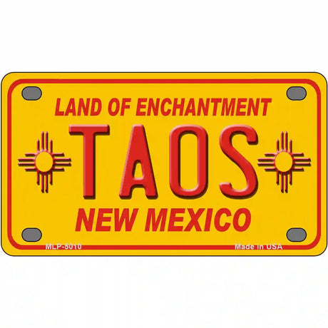 Taos Yellow New Mexico Novelty License Plate 4" x 2.2" (MLP)