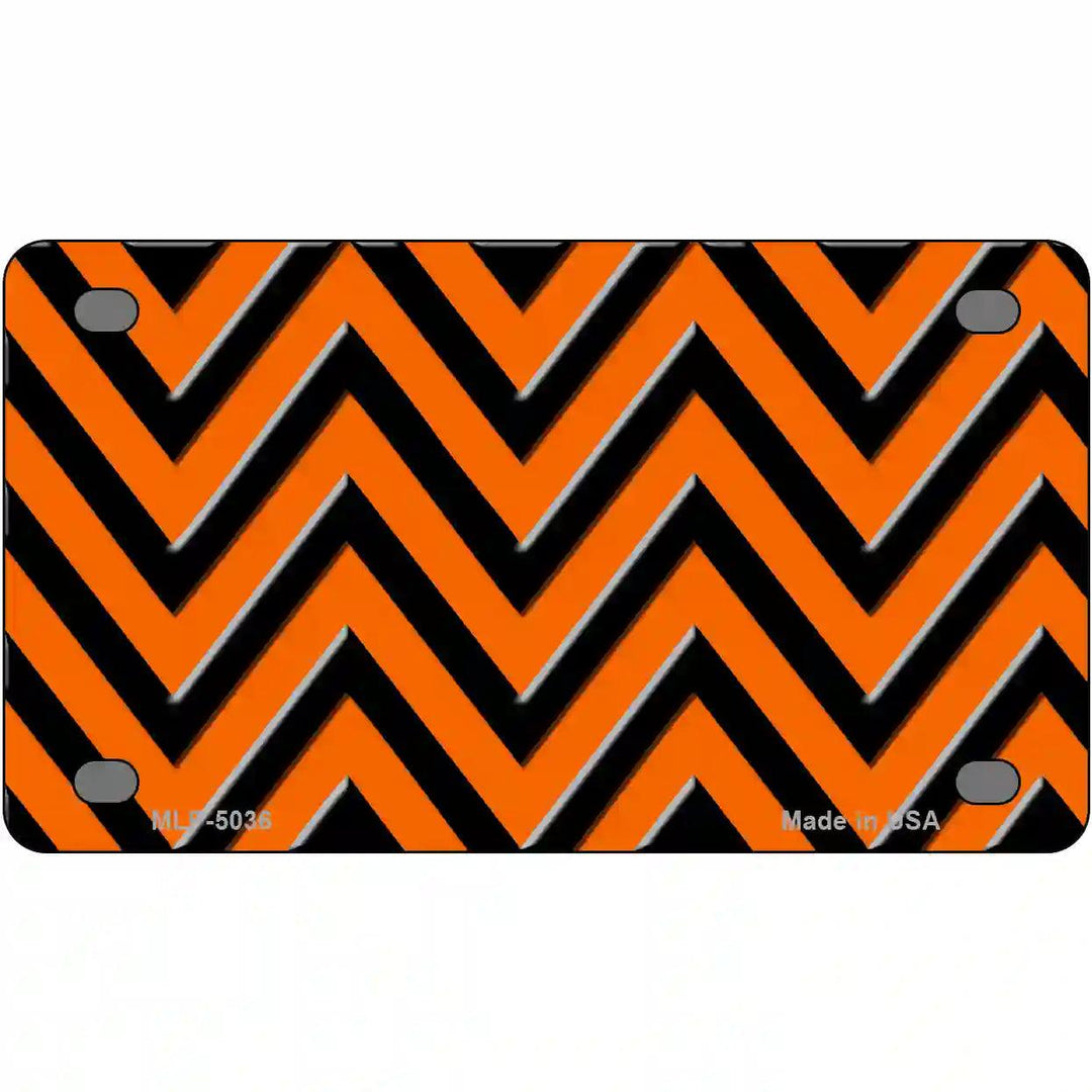 Orange Black Chevron Metal Novelty License Plate 4" x 2.2" (MLP)
