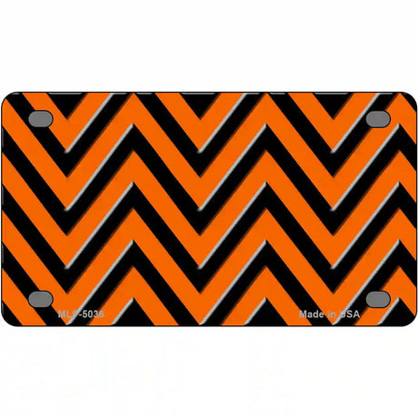 Orange Black Chevron Metal Novelty License Plate 4" x 2.2" (MLP)