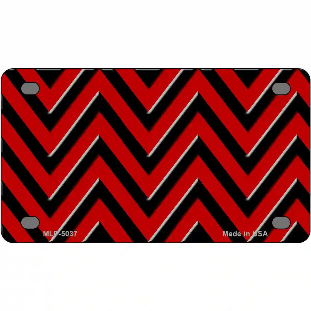 Red Black Chevron Metal Novelty License Plate 4" x 2.2" (MLP)
