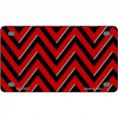 Red Black Chevron Metal Novelty License Plate 4" x 2.2" (MLP)