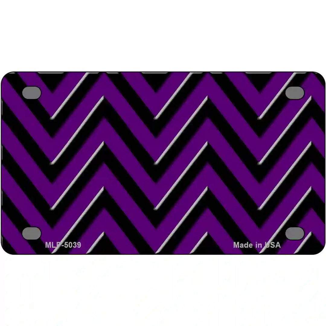 Purple Black Chevron Metal Novelty License Plate 4" x 2.2" (MLP)