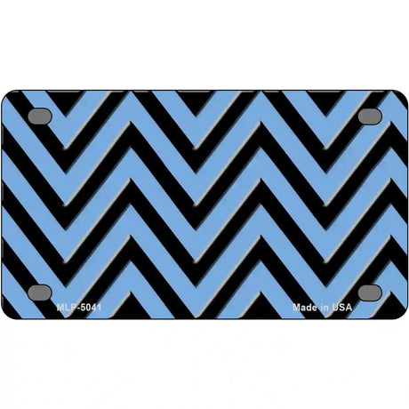 Light Blue Black Chevron Metal Novelty License Plate 4" x 2.2" (MLP)