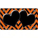 Orange Black Chevon Hearts Metal Novelty License Plate 4" x 2.2" (MLP)