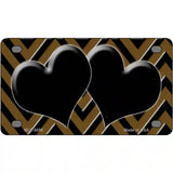 Brown Black Chevon Hearts Metal Novelty License Plate 4" x 2.2" (MLP)