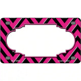 Pink Black Chevron Scallop Metal Novelty License Plate 4" x 2.2" (MLP)