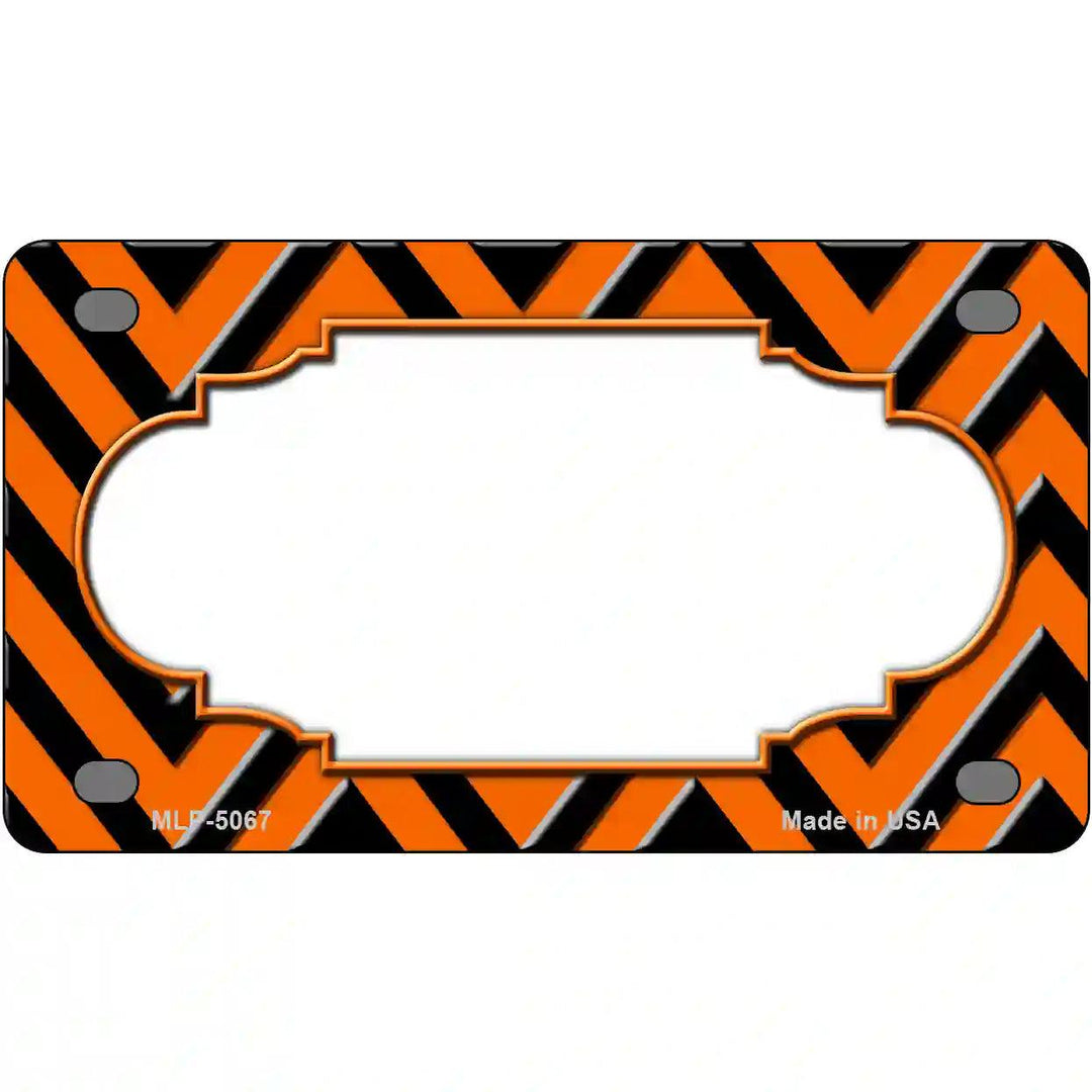 Orange Black Chevron Scallop Metal Novelty License Plate 4" x 2.2" (MLP)