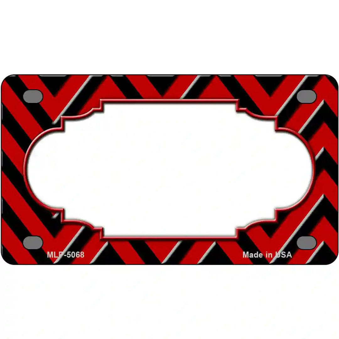 Red Black Chevron Scallop Metal Novelty License Plate 4" x 2.2" (MLP)