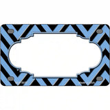 Light Blue Black Chevron Scallop Metal Novelty License Plate 4" x 2.2" (MLP)