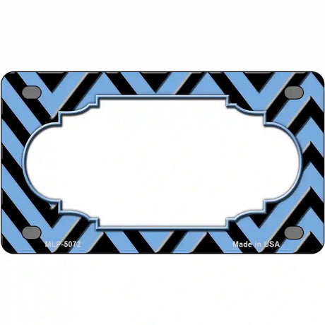 Light Blue Black Chevron Scallop Metal Novelty License Plate 4" x 2.2" (MLP)