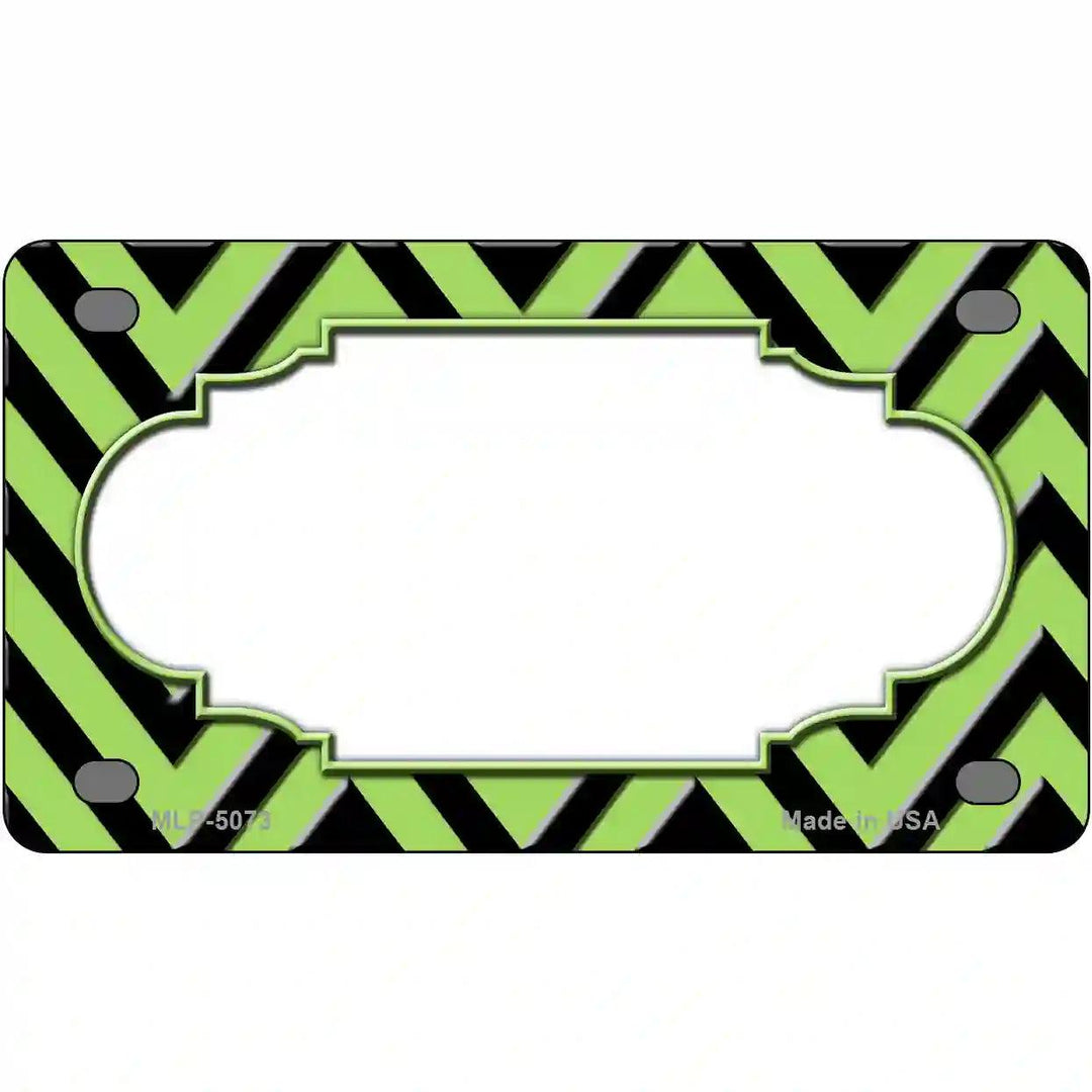 Lime Green Black Chevron Scallop Metal Novelty License Plate 4" x 2.2" (MLP)