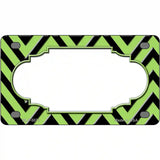 Lime Green Black Chevron Scallop Metal Novelty License Plate 4" x 2.2" (MLP)