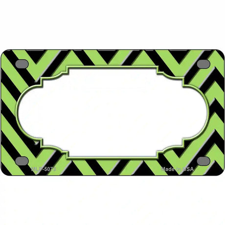 Lime Green Black Chevron Scallop Metal Novelty License Plate 4" x 2.2" (MLP)