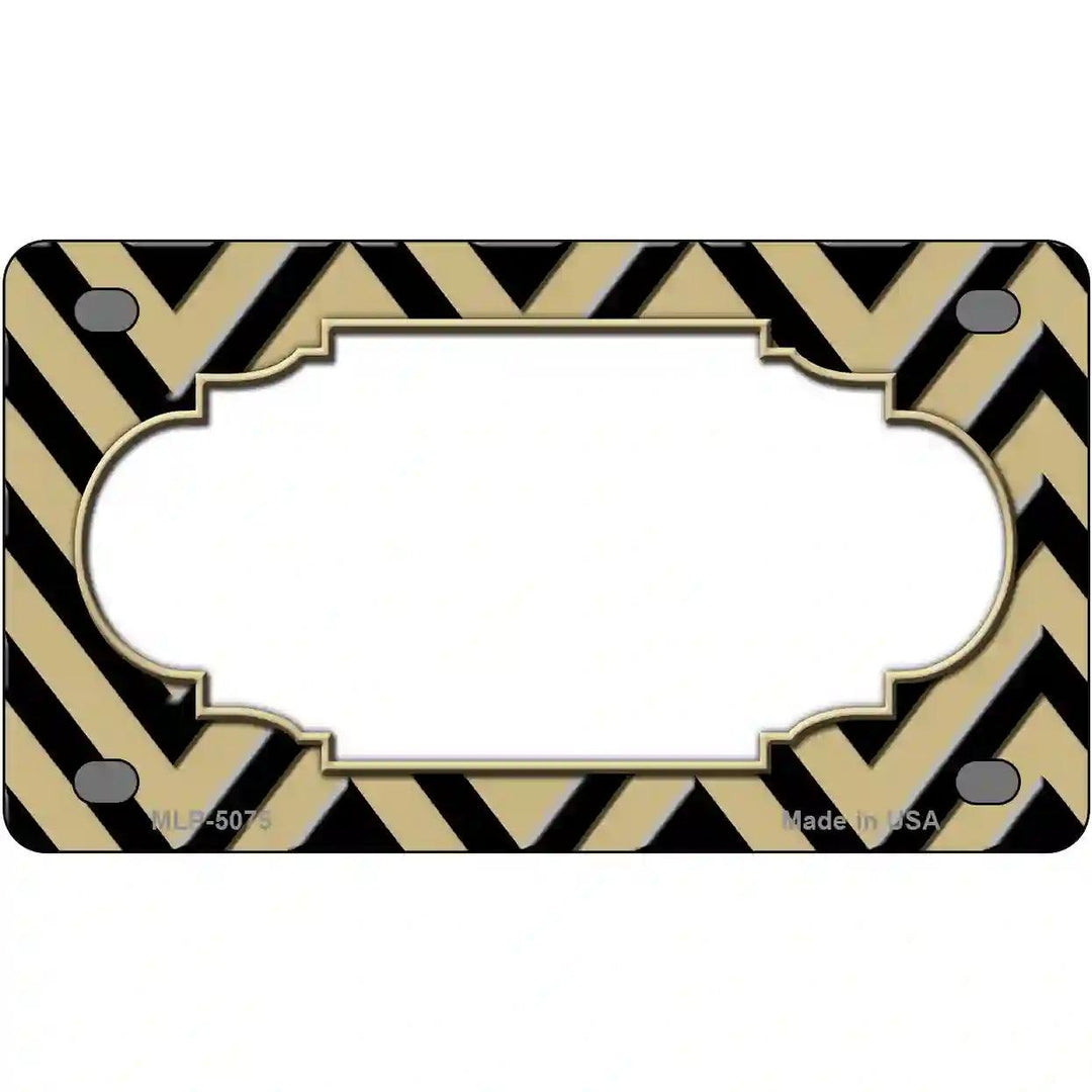 Gold Black Chevron Scallop Metal Novelty License Plate 4" x 2.2" (MLP)