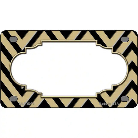 Gold Black Chevron Scallop Metal Novelty License Plate 4" x 2.2" (MLP)