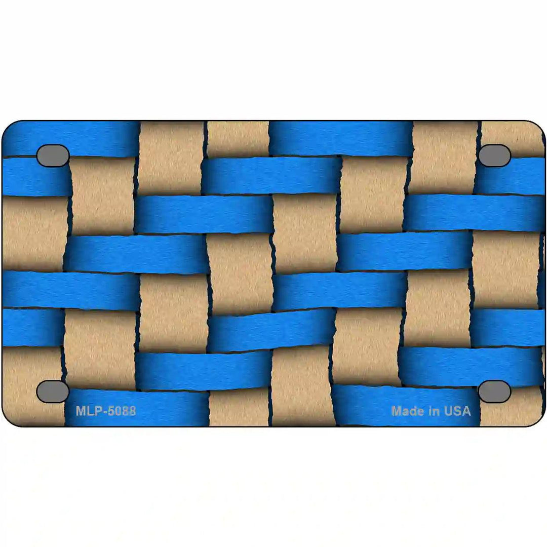 Weave Blue & Tan Metal Novelty License Plate 4" x 2.2" (MLP)