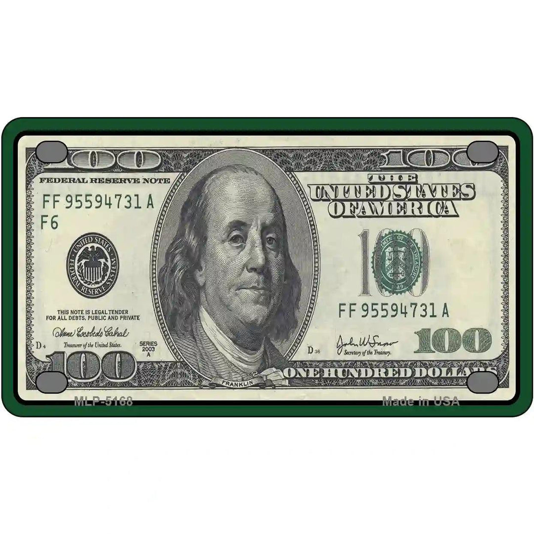 $100 Bill Metal Novelty License Plate 4" x 2.2" (MLP)