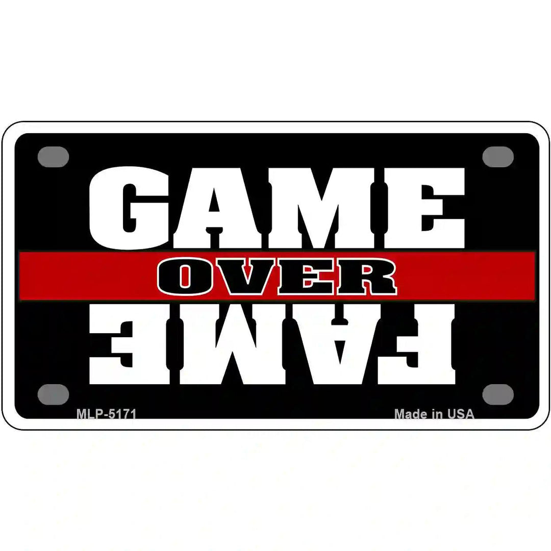 Game Over Fame Metal Novelty License Plate 4" x 2.2" Mini (MLP)