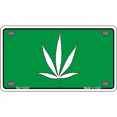 Marijuana Leaf Novelty Metal License Plate 4" x 2.2" (MLP)