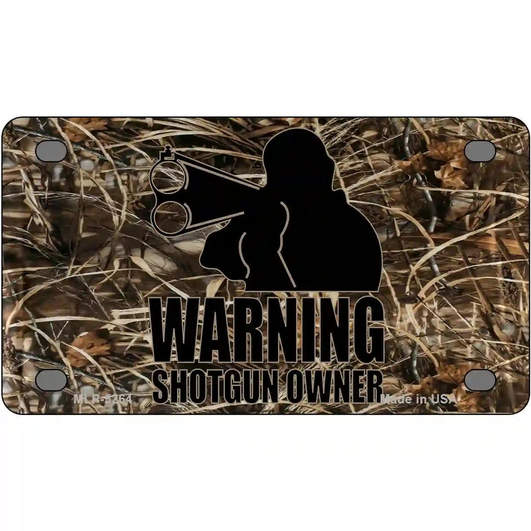 Warning Shotgun Owner Metal Novelty License Plate 4" x 2.2" (MLP)