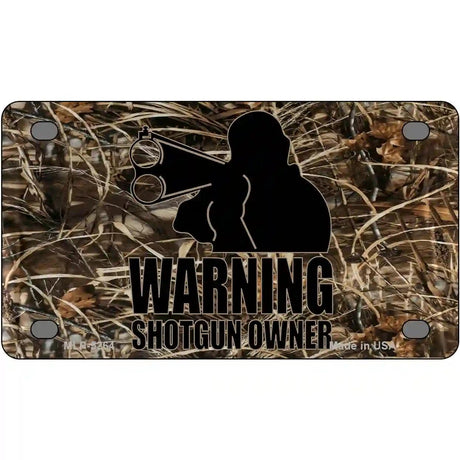 Warning Shotgun Owner Metal Novelty License Plate 4" x 2.2" (MLP)
