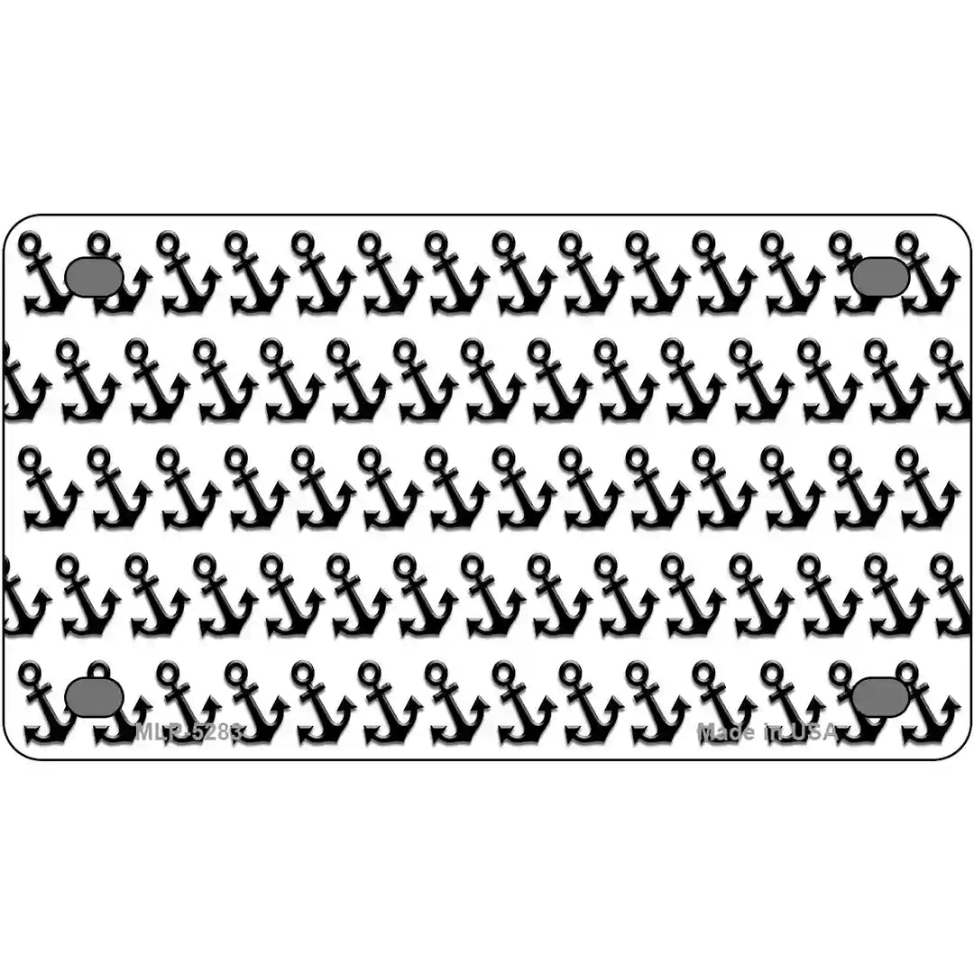 White Black Anchor Metal Novelty License Plate 4" x 2.2" (MLP)