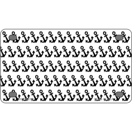 White Black Anchor Metal Novelty License Plate 4" x 2.2" (MLP)