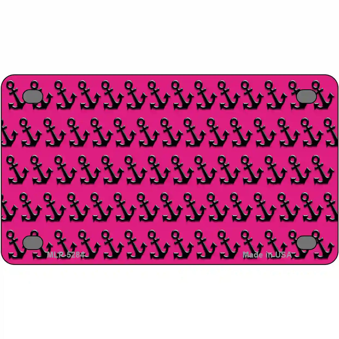 Pink Black Anchor Metal Novelty License Plate 4" x 2.2" (MLP)