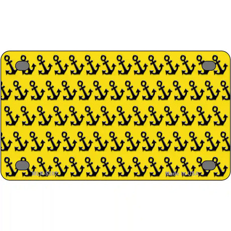 Yellow Black Anchor Metal Novelty License Plate 4" x 2.2" (MLP)