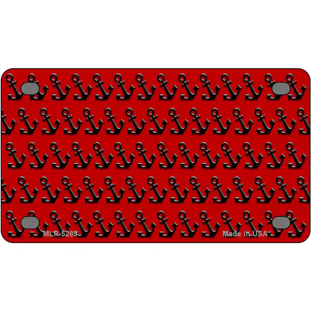 Red Black Anchor Metal Novelty License Plate 4" x 2.2" (MLP)