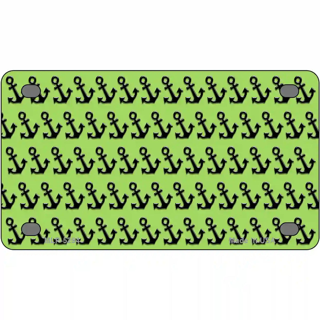Lime Green Black Anchor Metal Novelty License Plate 4" x 2.2" (MLP)