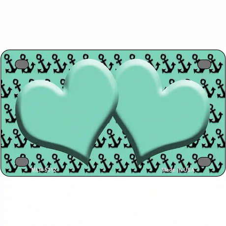 Mint Black Anchor Mint Heart Center Metal Novelty License Plate 4" x 2.2" (MLP)