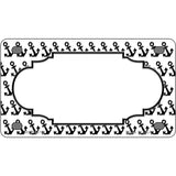 White Black Anchor Scallop Center Metal Novelty License Plate 4" x 2.2" (MLP)