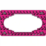 Pink Black Anchor Scallop Center Metal Novelty License Plate 4" x 2.2" (MLP)