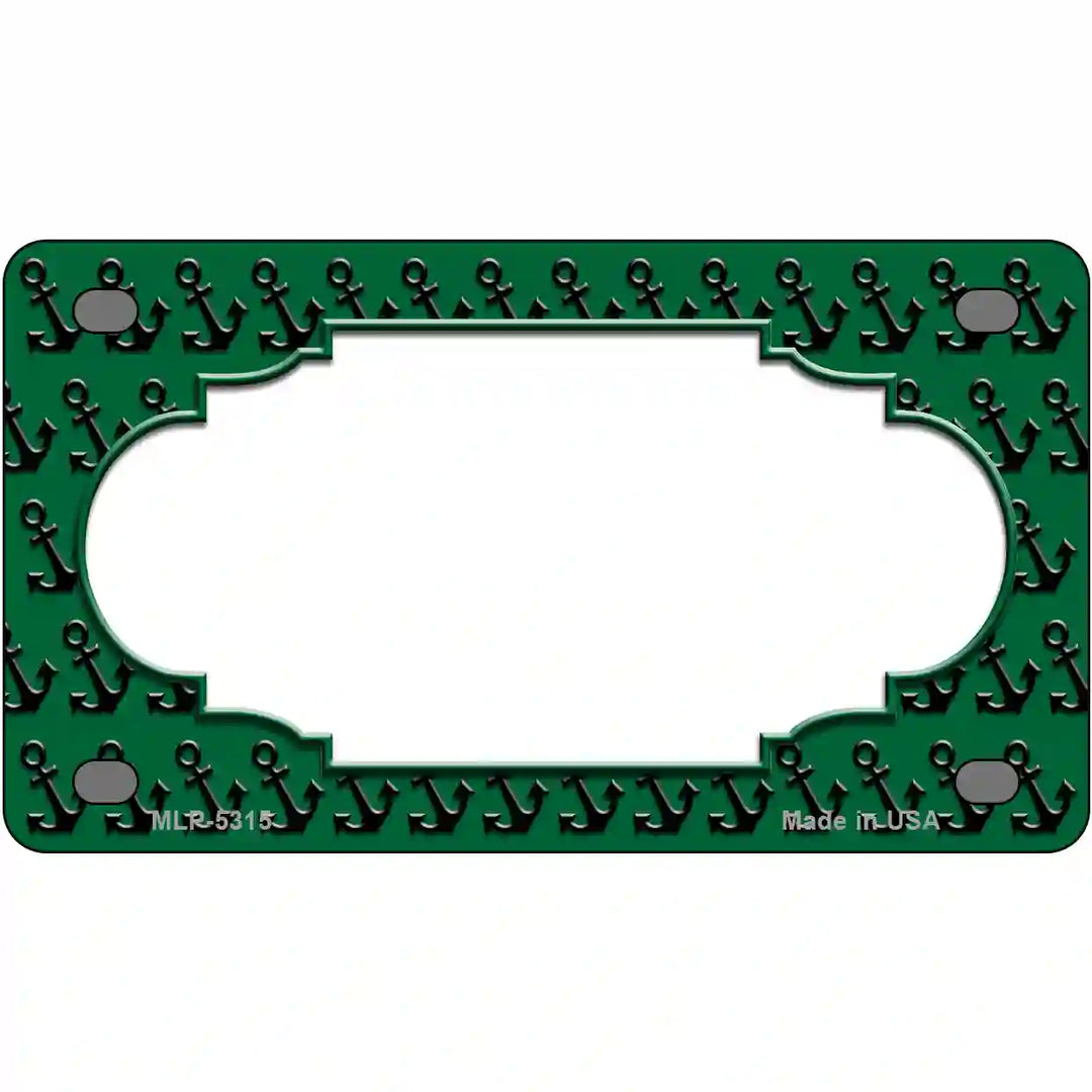 Green Black Anchor Scallop Center Metal Novelty License Plate 4" x 2.2" (MLP)