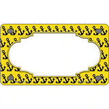 Yellow Black Anchor Scallop Center Metal Novelty License Plate 4" x 2.2" (MLP)