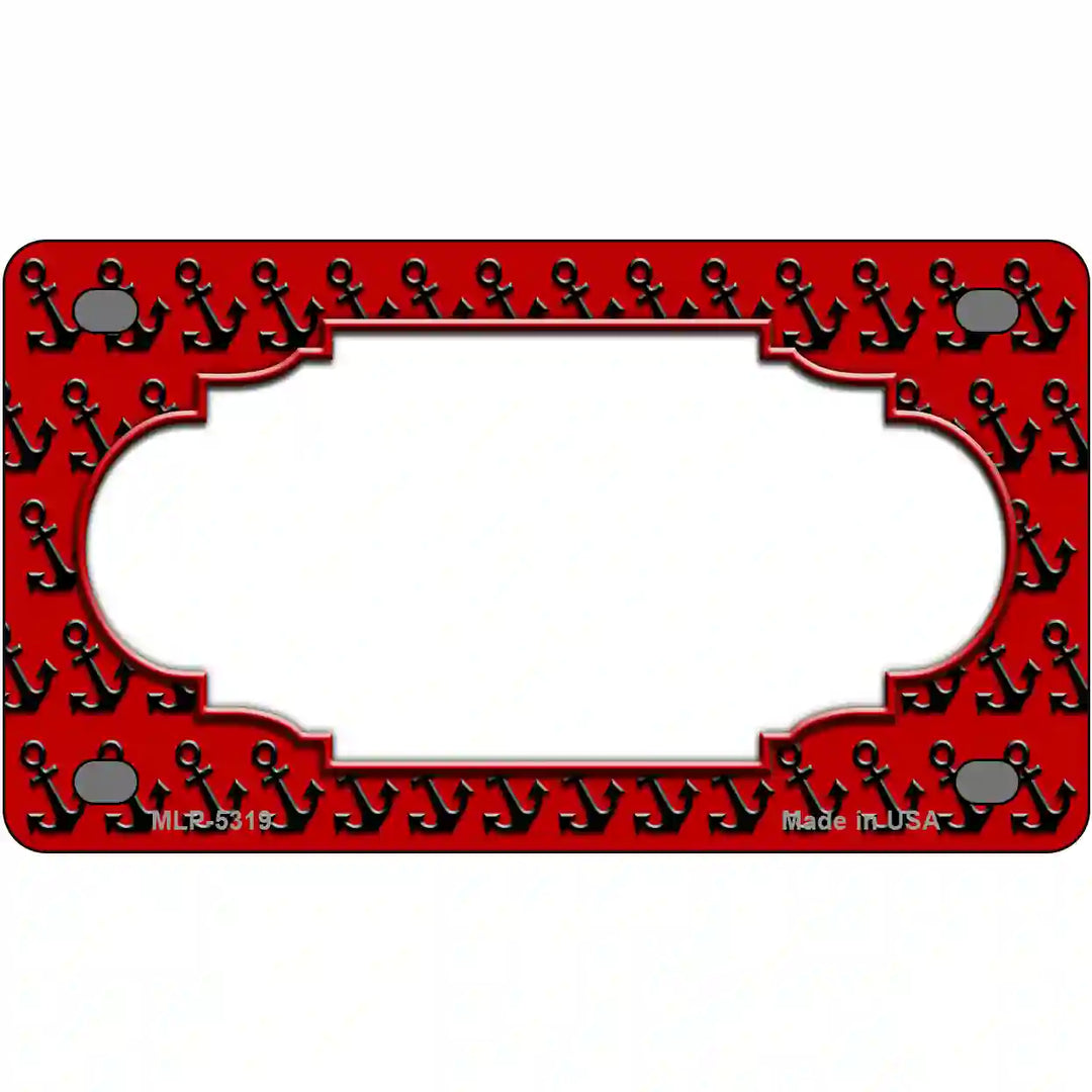 Red Black Anchor Scallop Center Metal Novelty License Plate 4" x 2.2" (MLP)