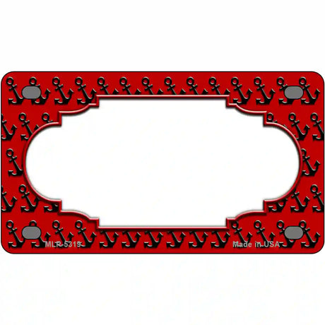 Red Black Anchor Scallop Center Metal Novelty License Plate 4" x 2.2" (MLP)