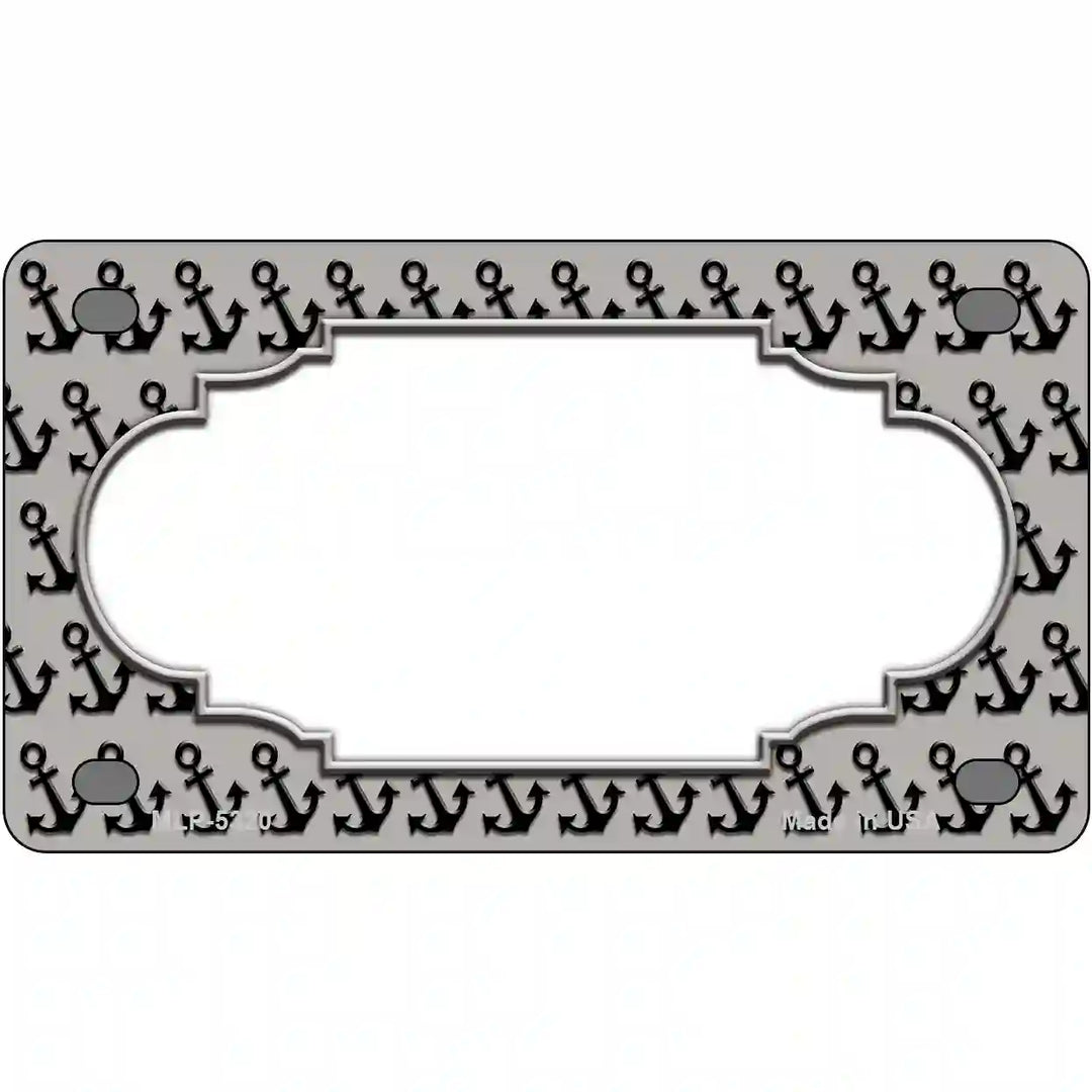 Grey Black Anchor Scallop Center Metal Novelty License Plate 4" x 2.2" (MLP)