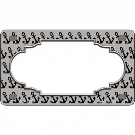 Grey Black Anchor Scallop Center Metal Novelty License Plate 4" x 2.2" (MLP)