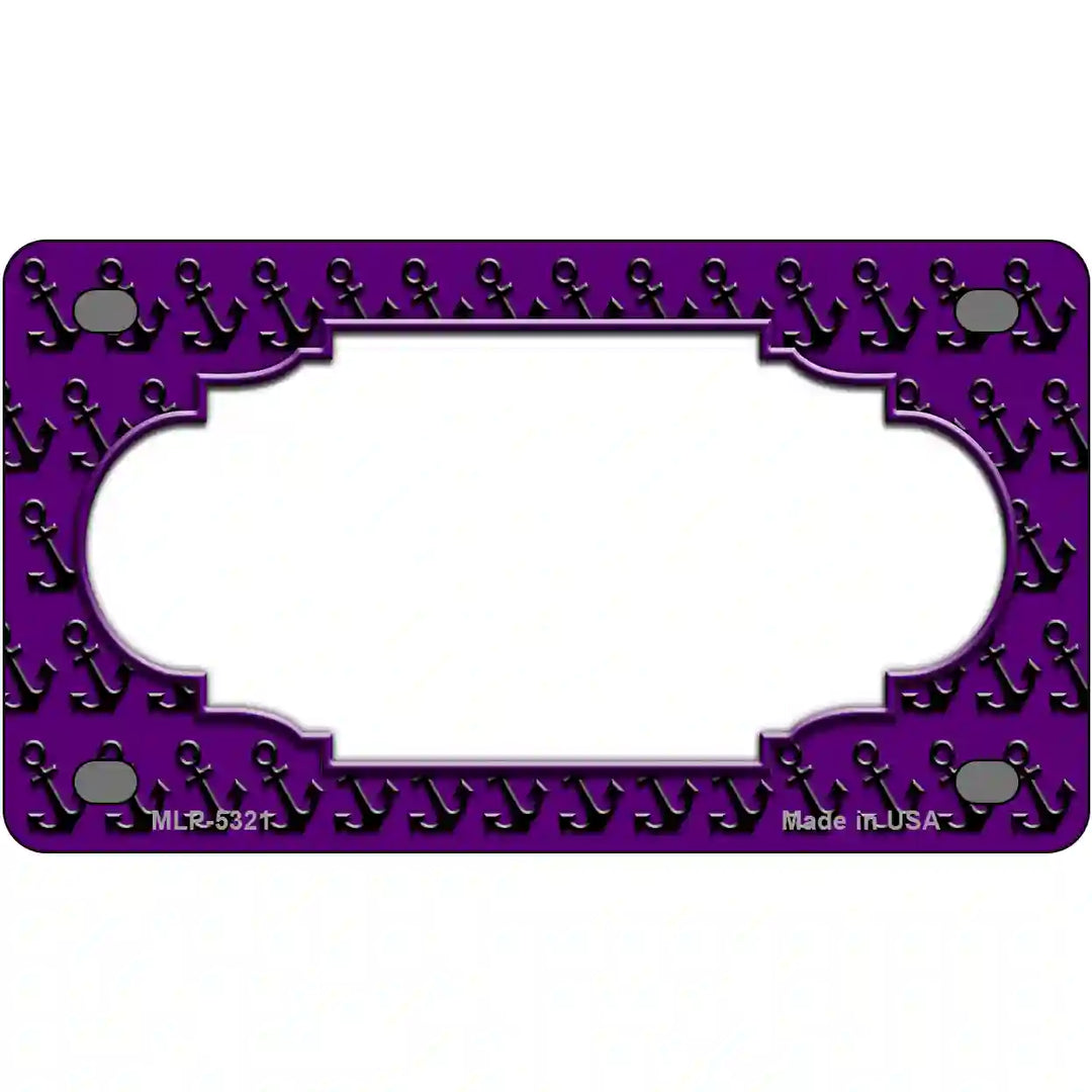 Purple Black Anchor Scallop Center Metal Novelty License Plate 4" x 2.2" (MLP)