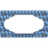 Light Blue Black Anchor Scallop Center Metal Novelty License Plate 4" x 2.2" (MLP)