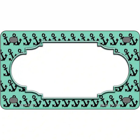 Mint Black Anchor Scallop Center Metal Novelty License Plate 4" x 2.2" (MLP)