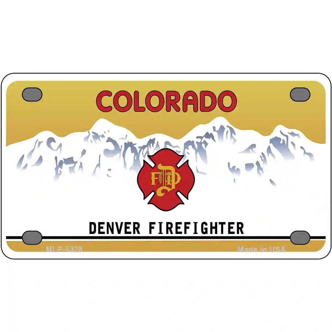 Denver Fire Fighter Metal Novelty License Plate 4" x 2.2" (MLP)