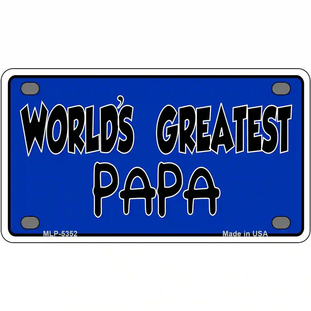Worlds Greatest PaPa Metal Novelty License Plate 4" x 2.2" (MLP)