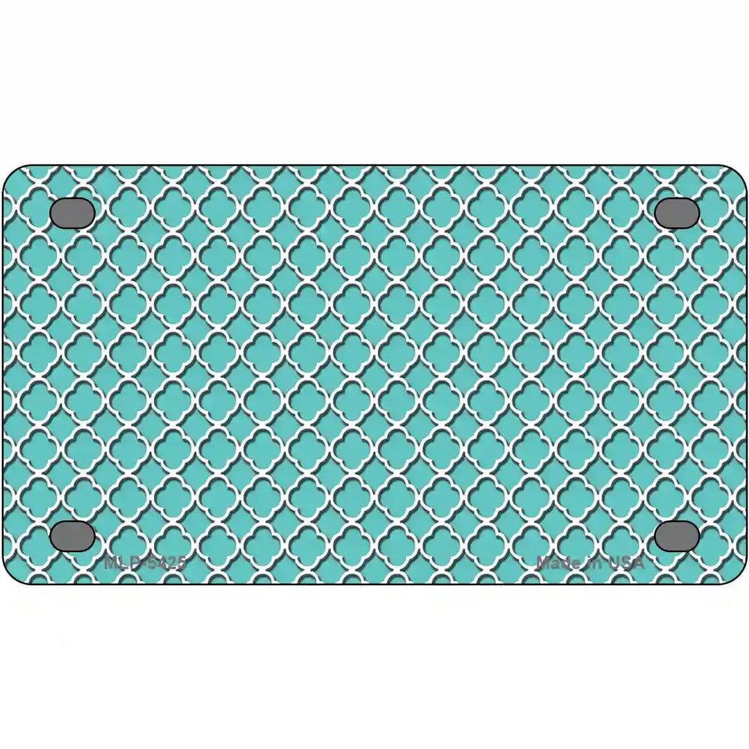 Tiffany Blue White Quatrefoil Metal Novelty License Plate 4" x 2.2" (MLP)