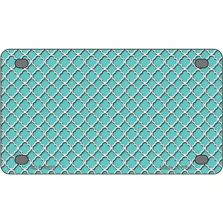 Tiffany Blue White Quatrefoil Metal Novelty License Plate 4" x 2.2" (MLP)
