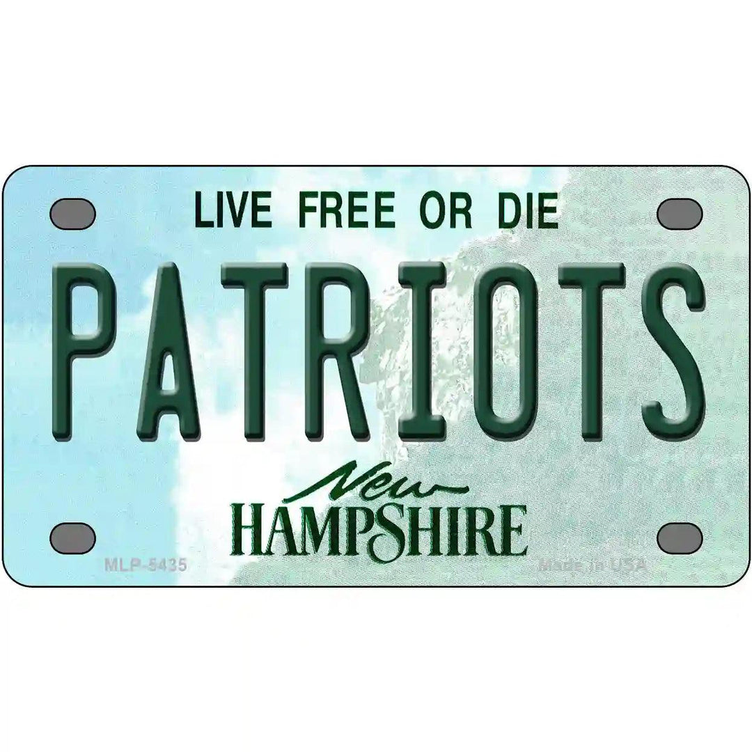 Patriots New Hampshire Metal Novelty License Plate 4" x 2.2" (MLP)