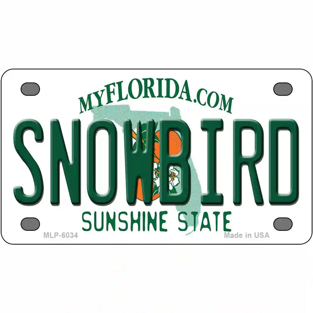 Snowbird Florida Novelty Metal License Plate 4" x 2.2" (MLP)