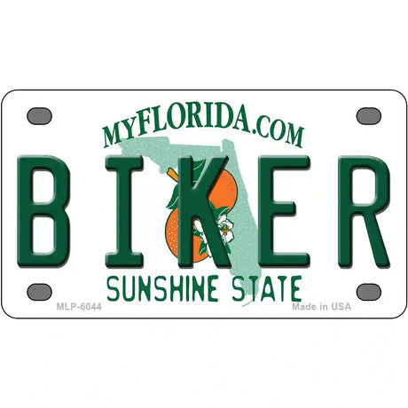 Biker Florida Novelty Metal License Plate 4" x 2.2" (MLP)